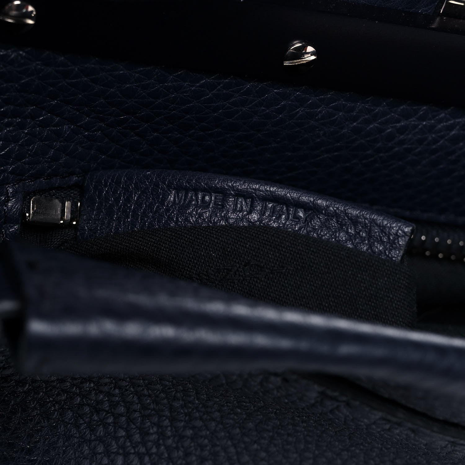 Fendi Cuoio Romano Selleria Medium Peekaboo Iconic Satchel Blue Notte 8 of 17
