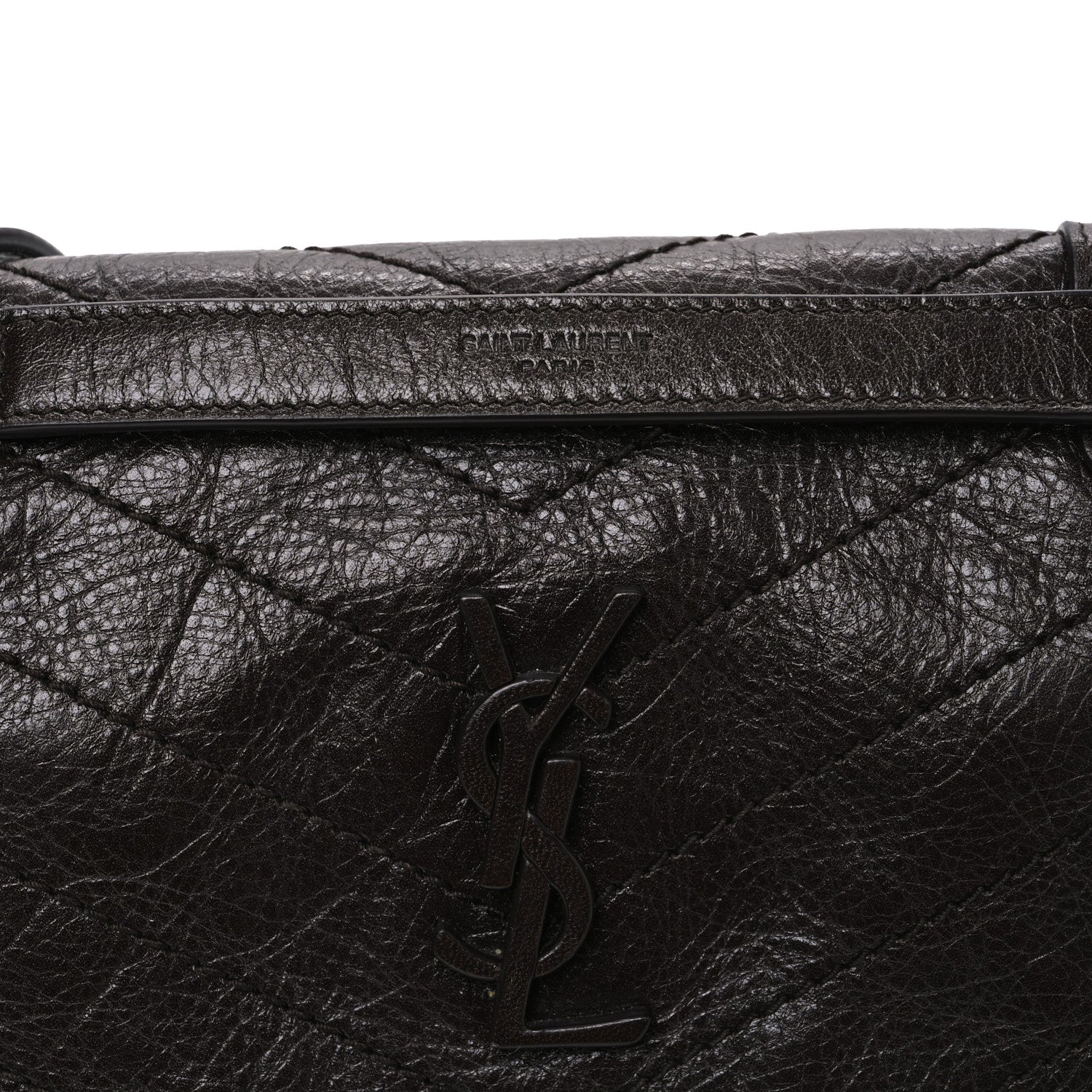 Saint Laurent Crinkled Lambskin Matelasse Monogram Baby Niki Chain Satchel Chocolate 8 of 13