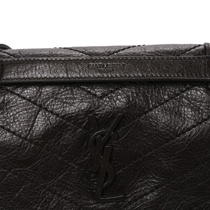 Saint Laurent Crinkled Lambskin Matelasse Monogram Baby Niki Chain Satchel Chocolate 8 of 13
