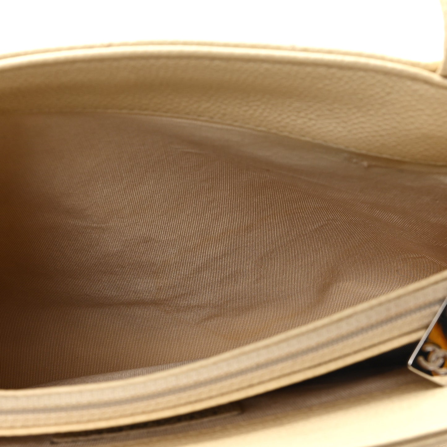 Caviar Quilted CC Shoulder Bag Beige