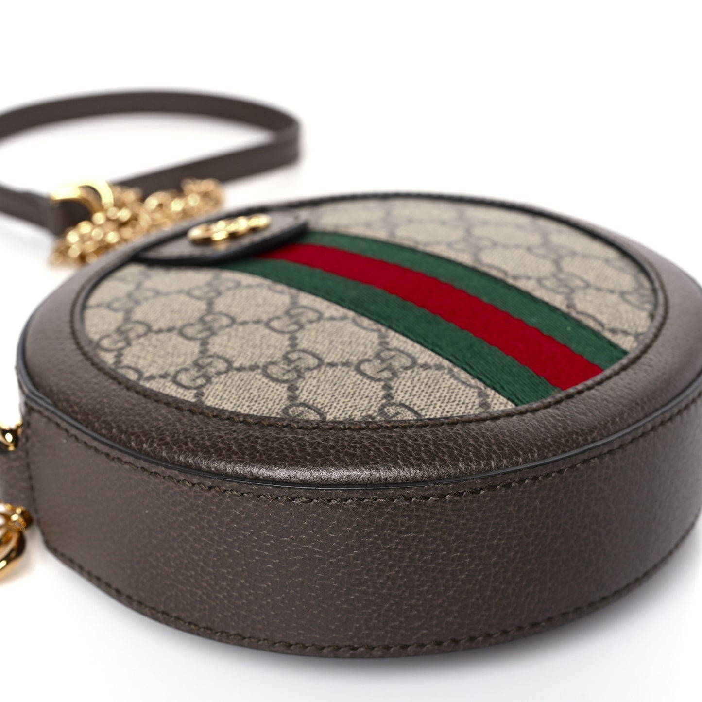 GG Supreme Monogram Web Mini Ophidia Round Shoulder Bag Brown