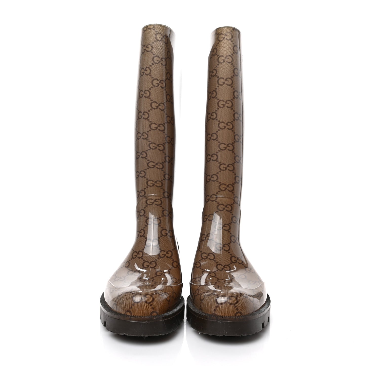Rubber Monogram Edinburg Rain Boots 36 Transparent Cocoa
