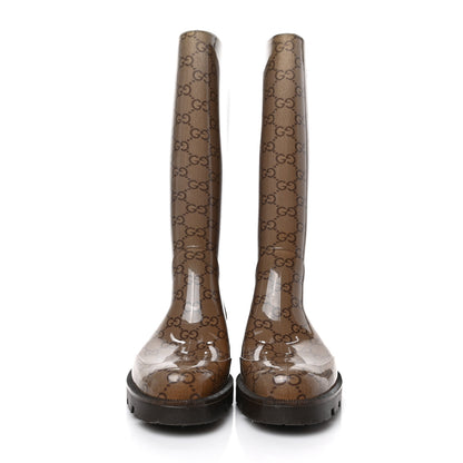 Gucci Rubber Monogram Edinburg Rain Boots 36 Transparent Cocoa 2 of 7