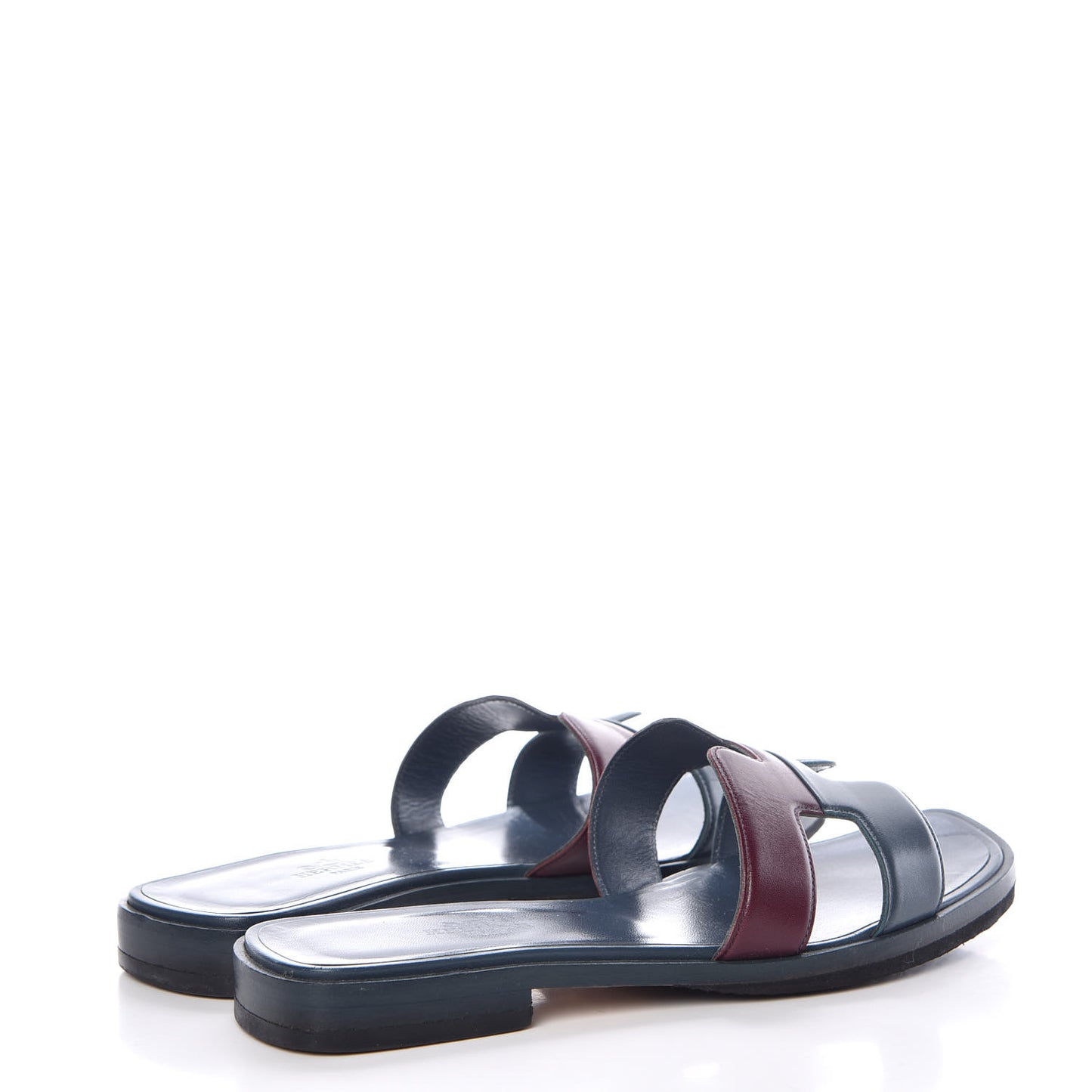 Box Calfskin Oran Sandals 37 Bleu Ardoise Bordeaux