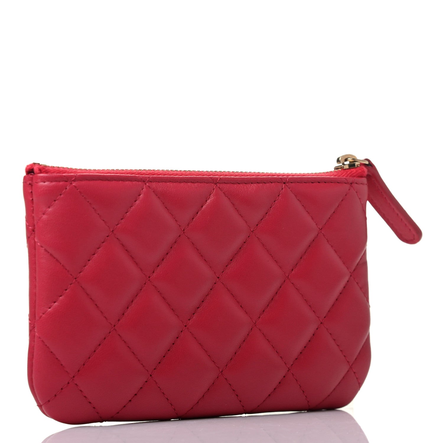 Chanel Lambskin Quilted Small Cosmetic Case Dark Pink 3 of 8