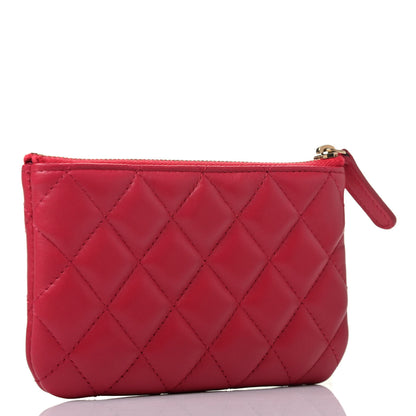 Chanel Lambskin Quilted Small Cosmetic Case Dark Pink 3 of 8