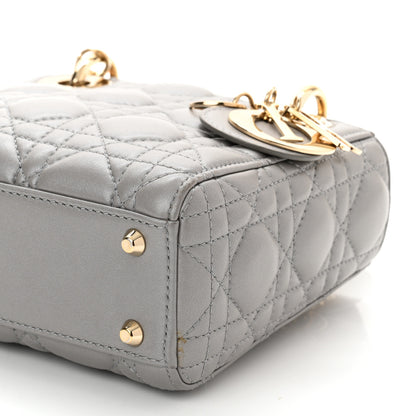 Christian Dior Metallic Lambskin Cannage Mini Lady Dior Grey 10 of 10
