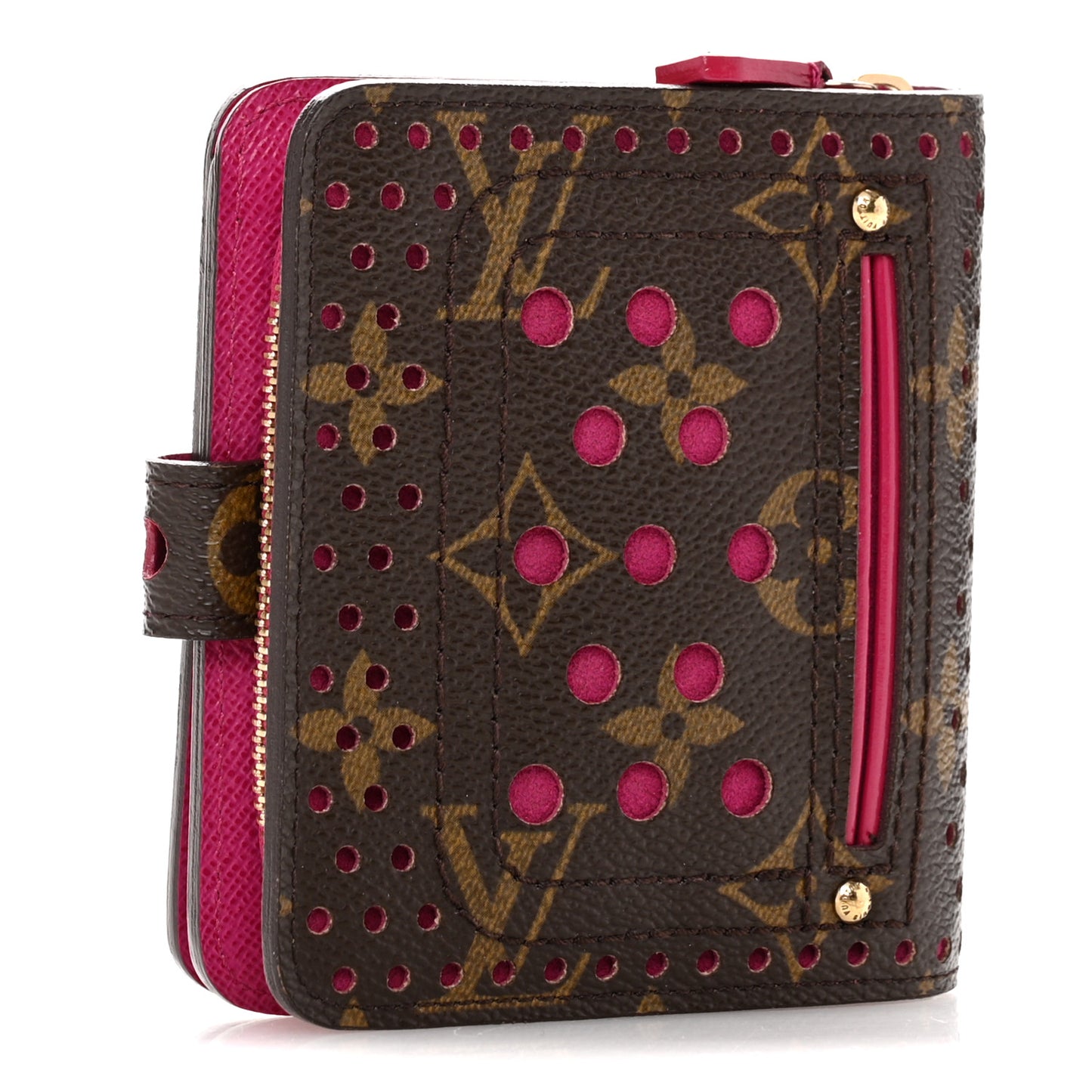 Monogram Perforated Compact Zipped Wallet Fuchsia