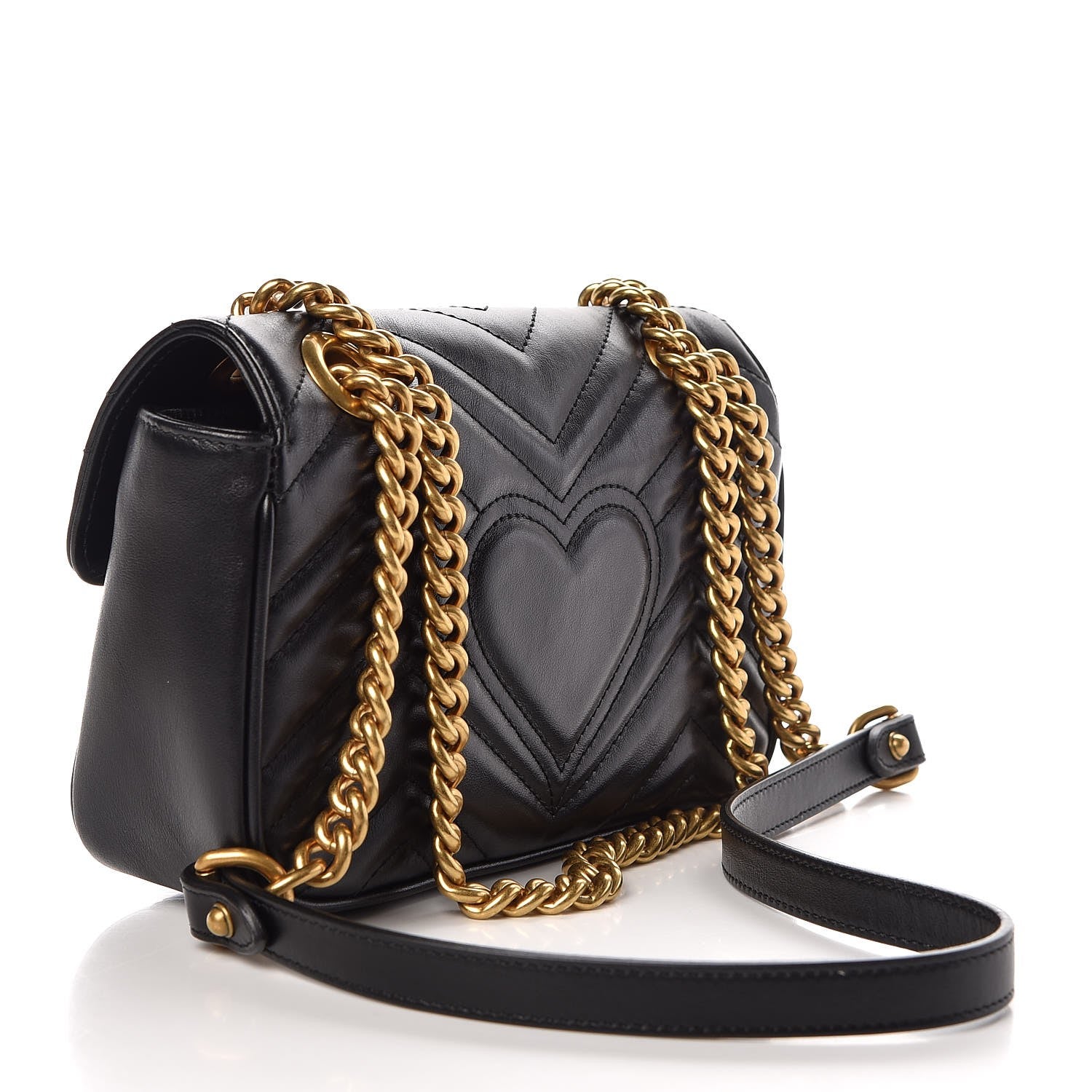 Gucci Calfskin Matelasse Mini GG Marmont Shoulder Bag Black 3 of 7