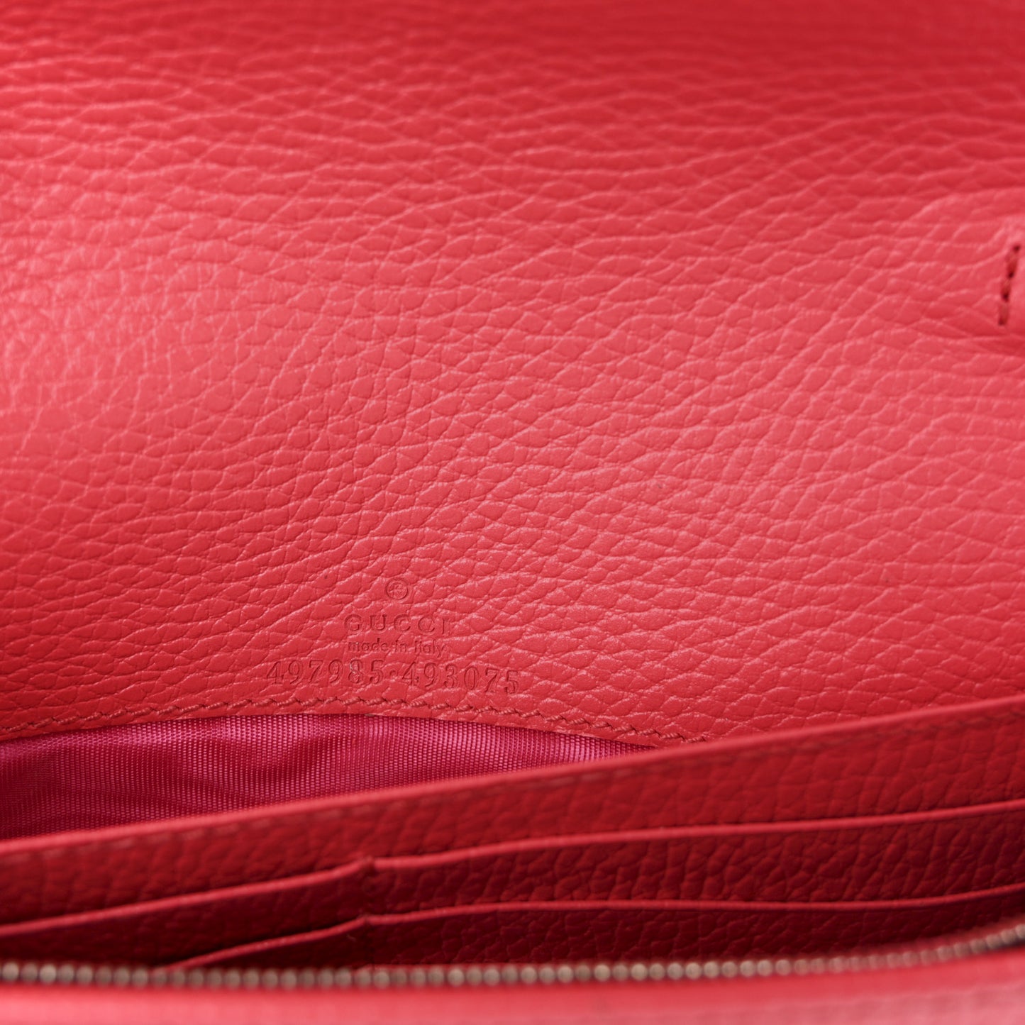 Dollar Calfskin Enamel Monochrome Mini GG Marmont Chain Wallet Runway Coral
