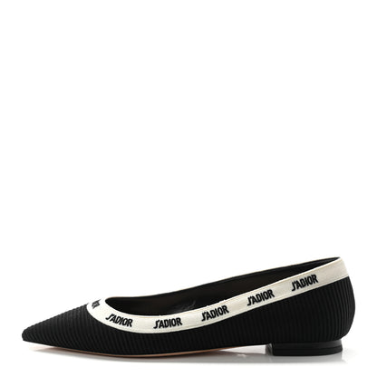 Christian Dior Fabric Ribbon Embroidered J'Adior Ballet Flats 39 Black 1 of 8