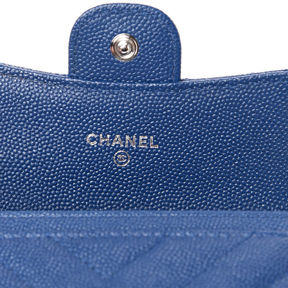 Chanel Caviar Chevron Quilted Flap Card Holder Dark Blue 5 of 8