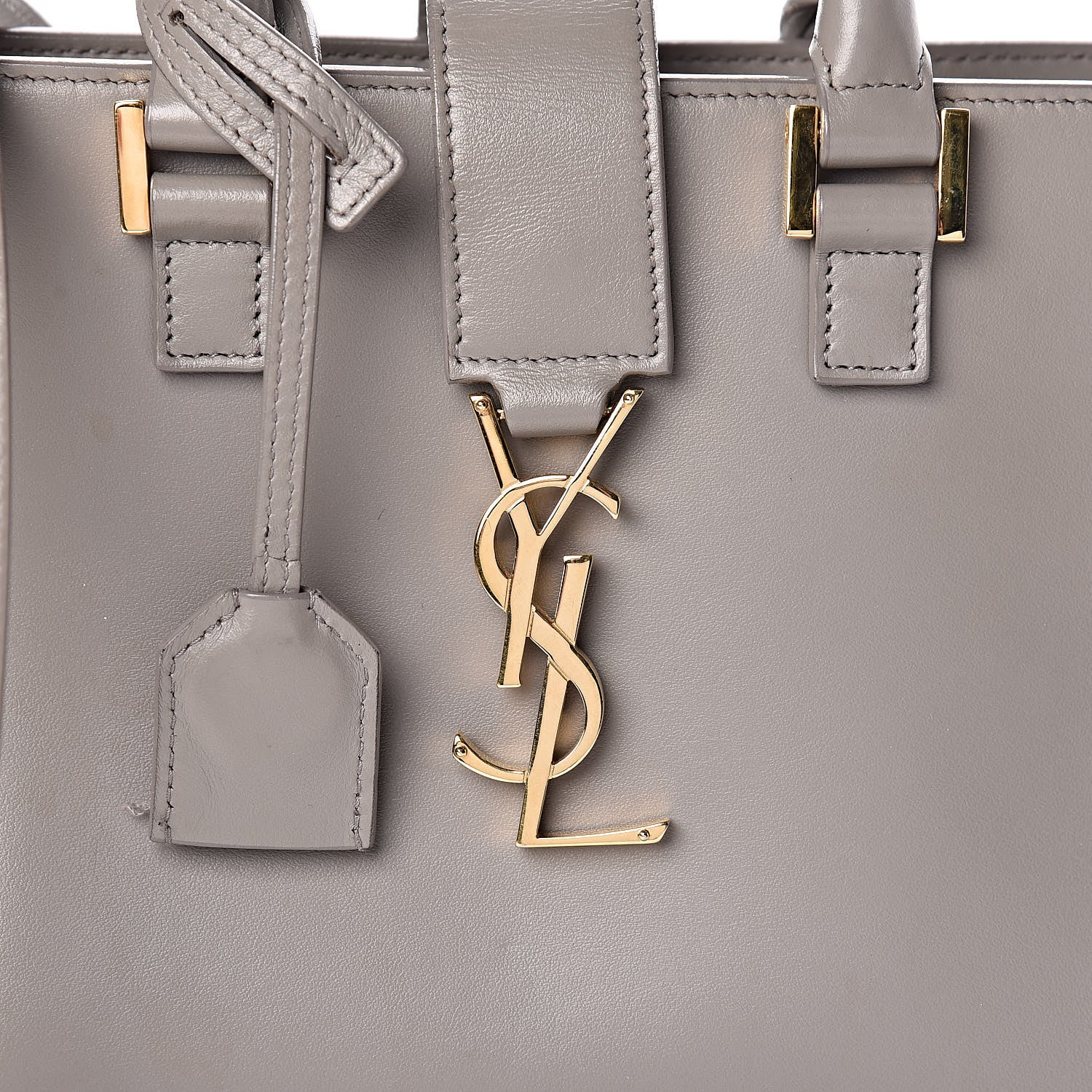 Saint Laurent Calfskin Monogram Baby Cabas Fog 8 of 12