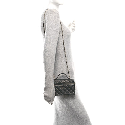 Chanel Caviar Quilted Top Handle Slim Vanity With Chain Black 2 of 10