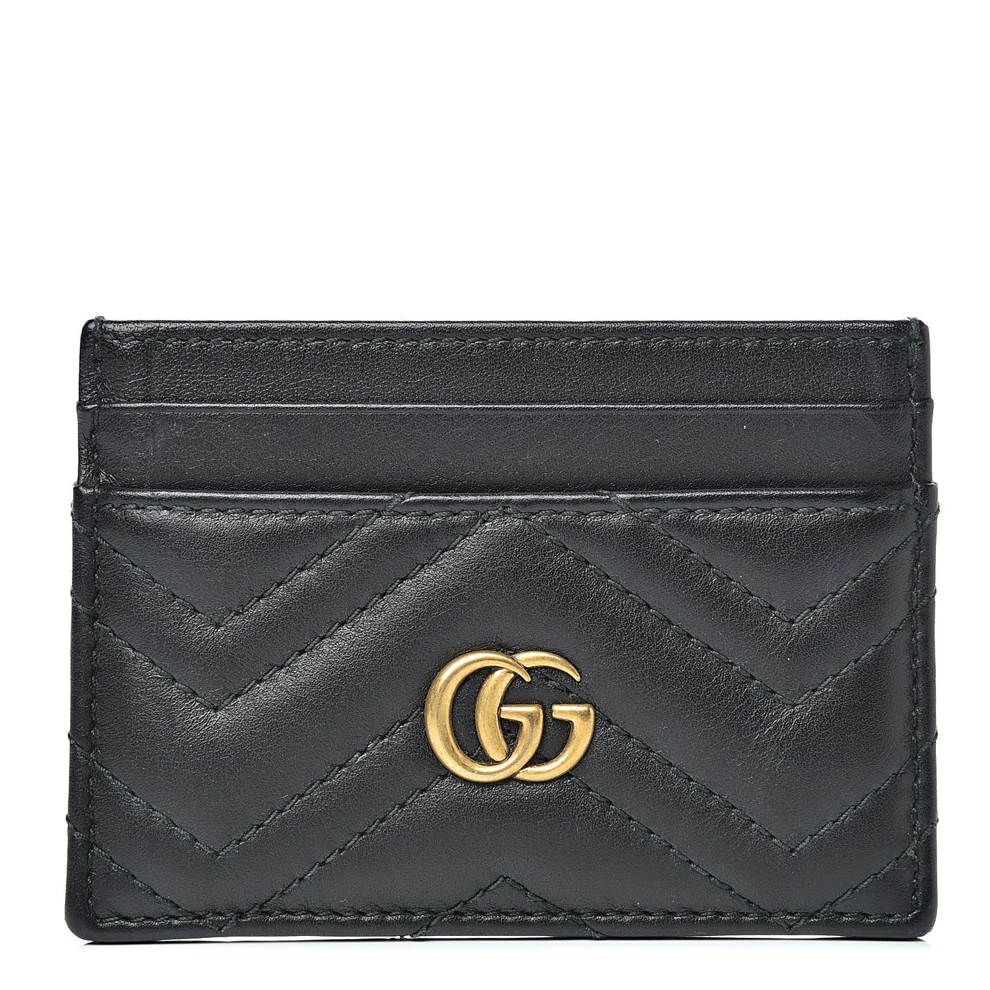 Calfskin Matelasse GG Marmont Card Holder Black