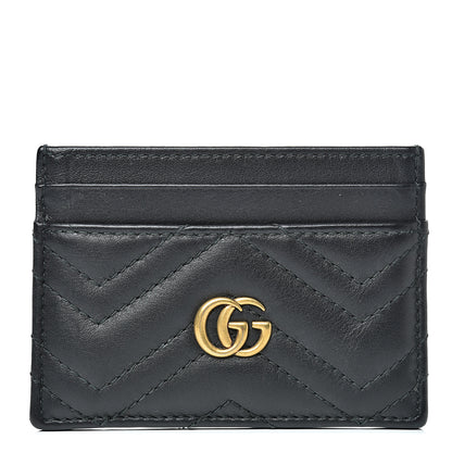 Gucci Calfskin Matelasse GG Marmont Card Holder Black 1 of 7