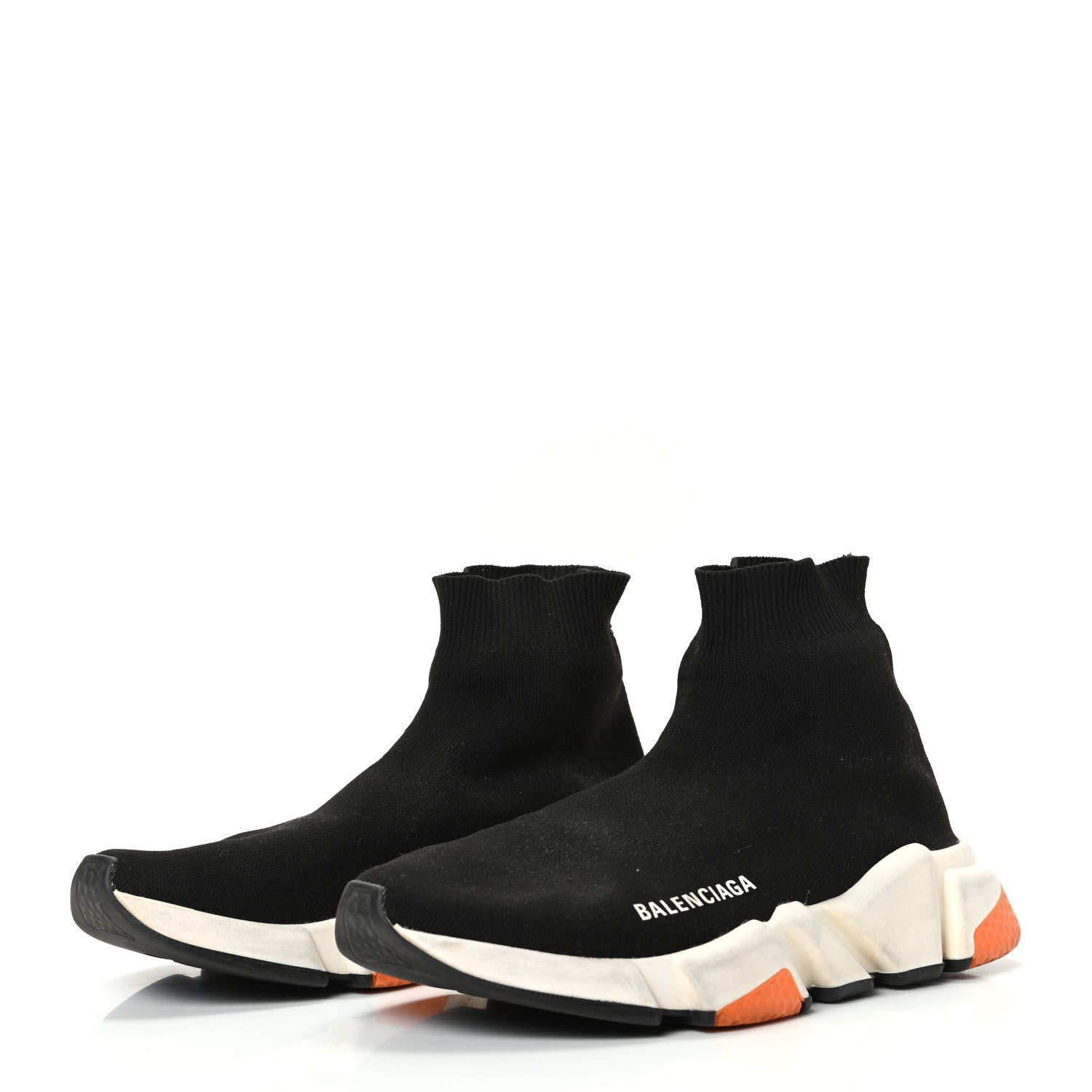 Balenciaga Neoprene Knit Womens Speed Sneakers 38 Black Orange 3 of 9