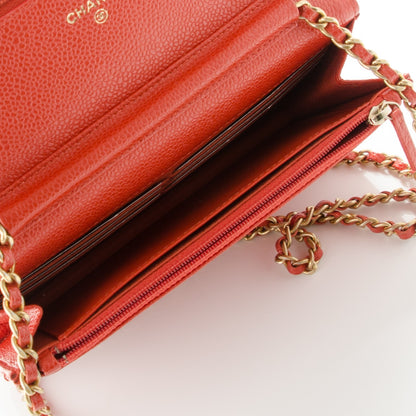 Chanel Caviar Quilted Wallet On Chain WOC Orange 5 of 8
