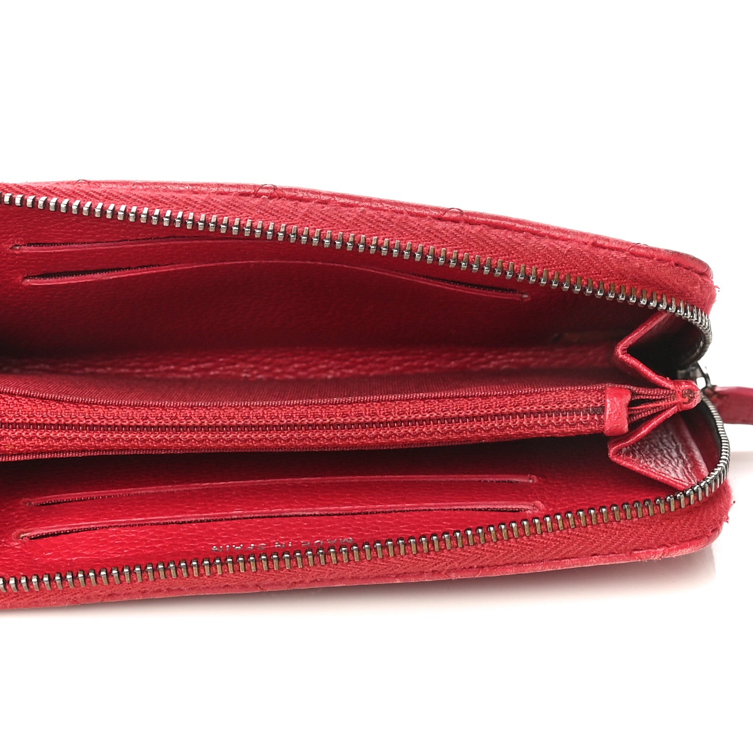 Chanel Caviar Quilted Small Zip Around Wallet Red 5 of 19