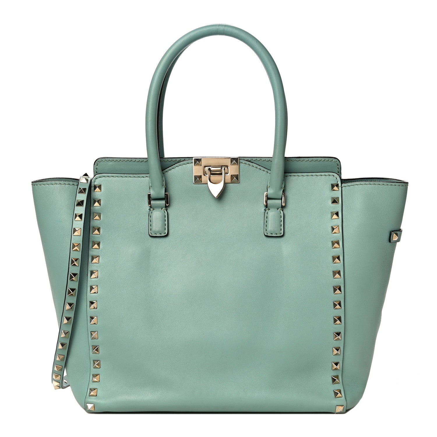 Valentino Garavani Vitello Rockstud Double Handle Tote Morning Dew 1 of 12