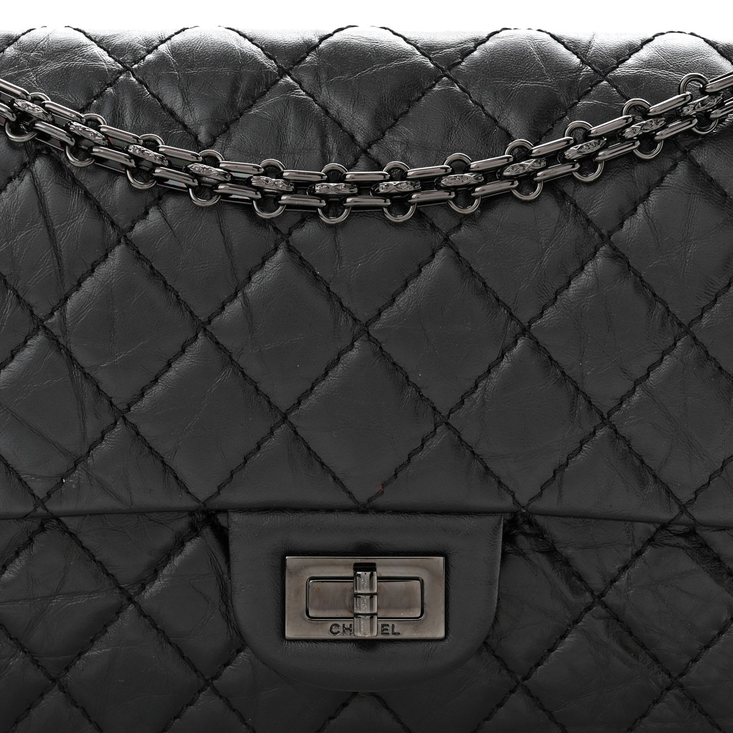 Aged Calfskin Quilted 2.55 Reissue 225 Flap So Black