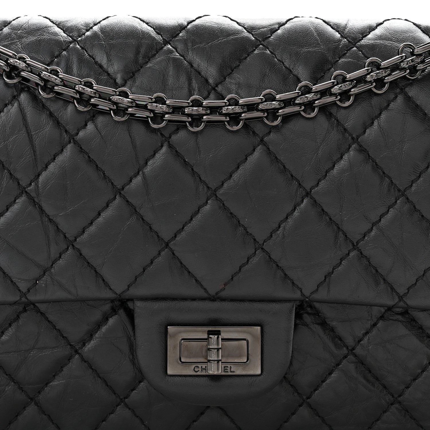 Chanel Aged Calfskin Quilted 2.55 Reissue 225 Flap So Black 8 of 11
