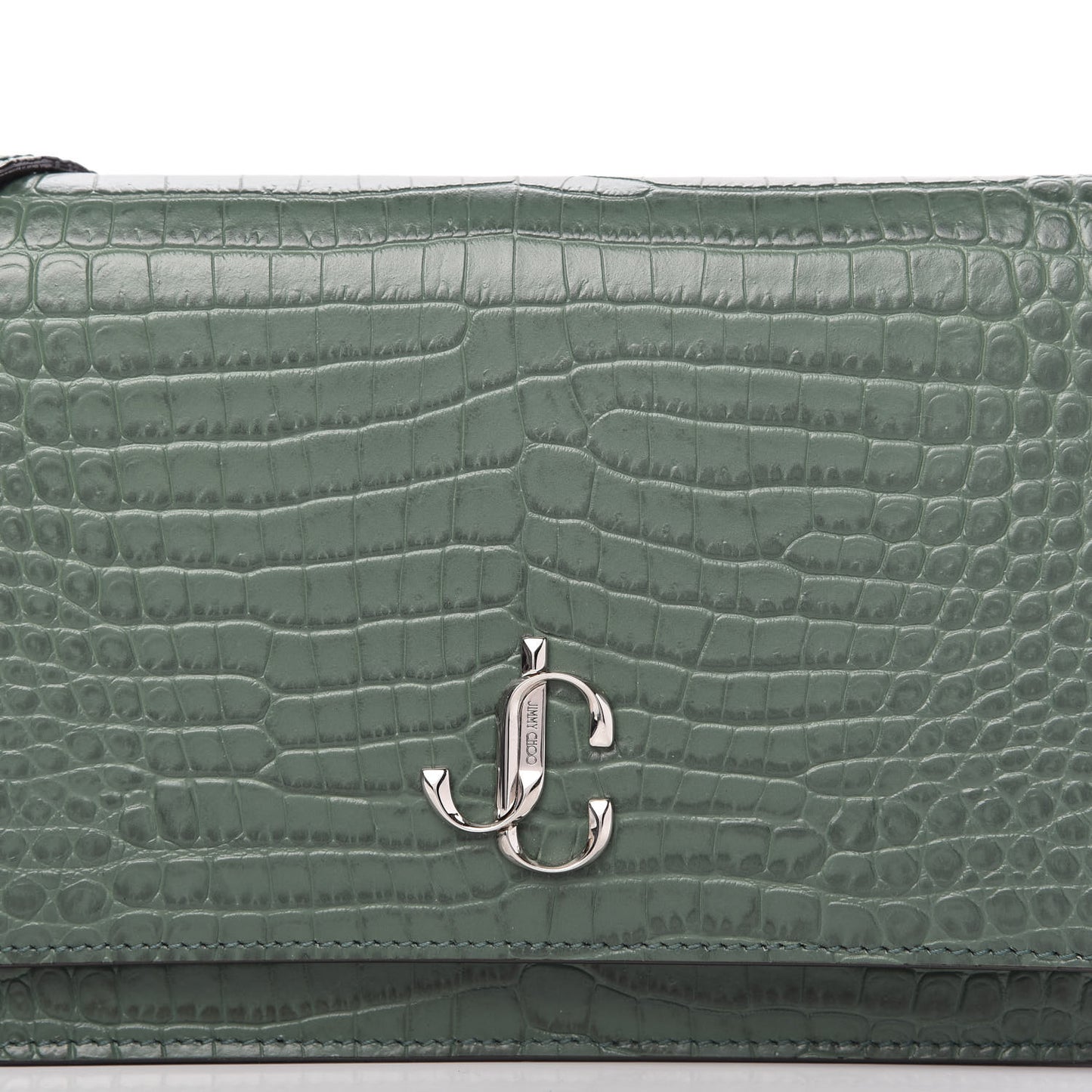 Calfskin Crocodile Embossed Palace Crossbody Green
