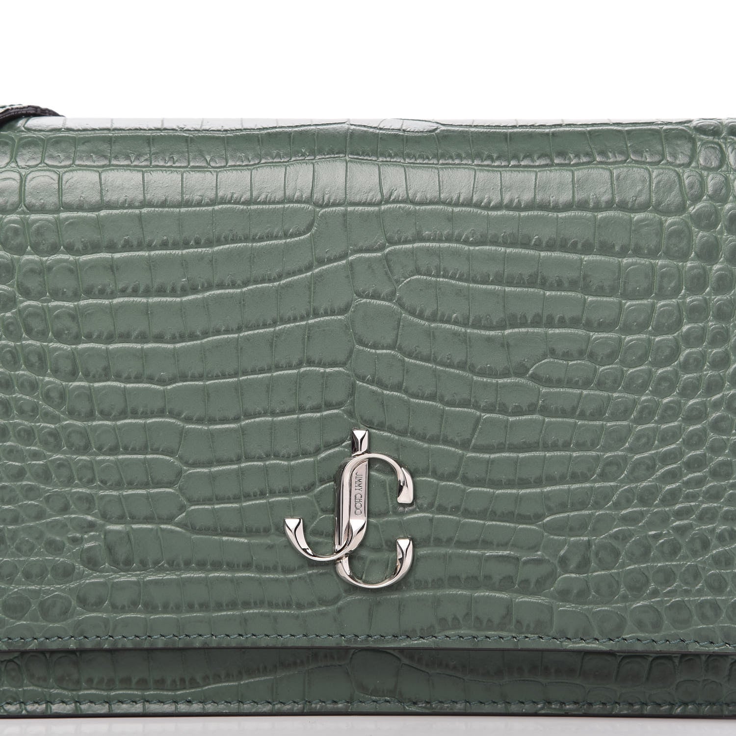 Jimmy Choo Calfskin Crocodile Embossed Palace Crossbody Green 10 of 10