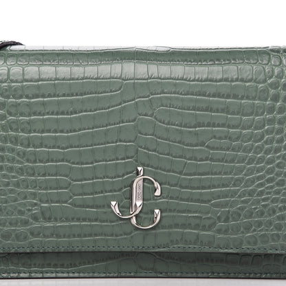 Jimmy Choo Calfskin Crocodile Embossed Palace Crossbody Green 10 of 10