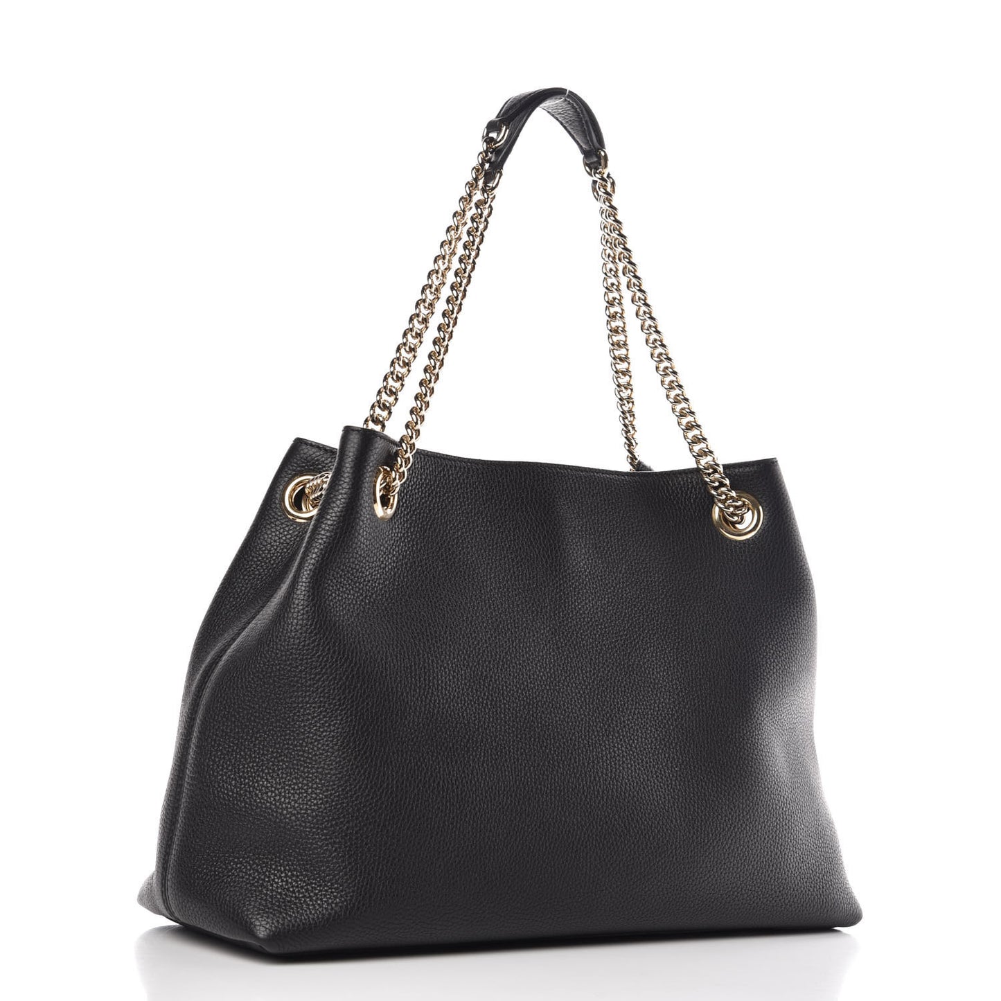 Pebbled Calfskin Medium Soho Chain Shoulder Bag Black