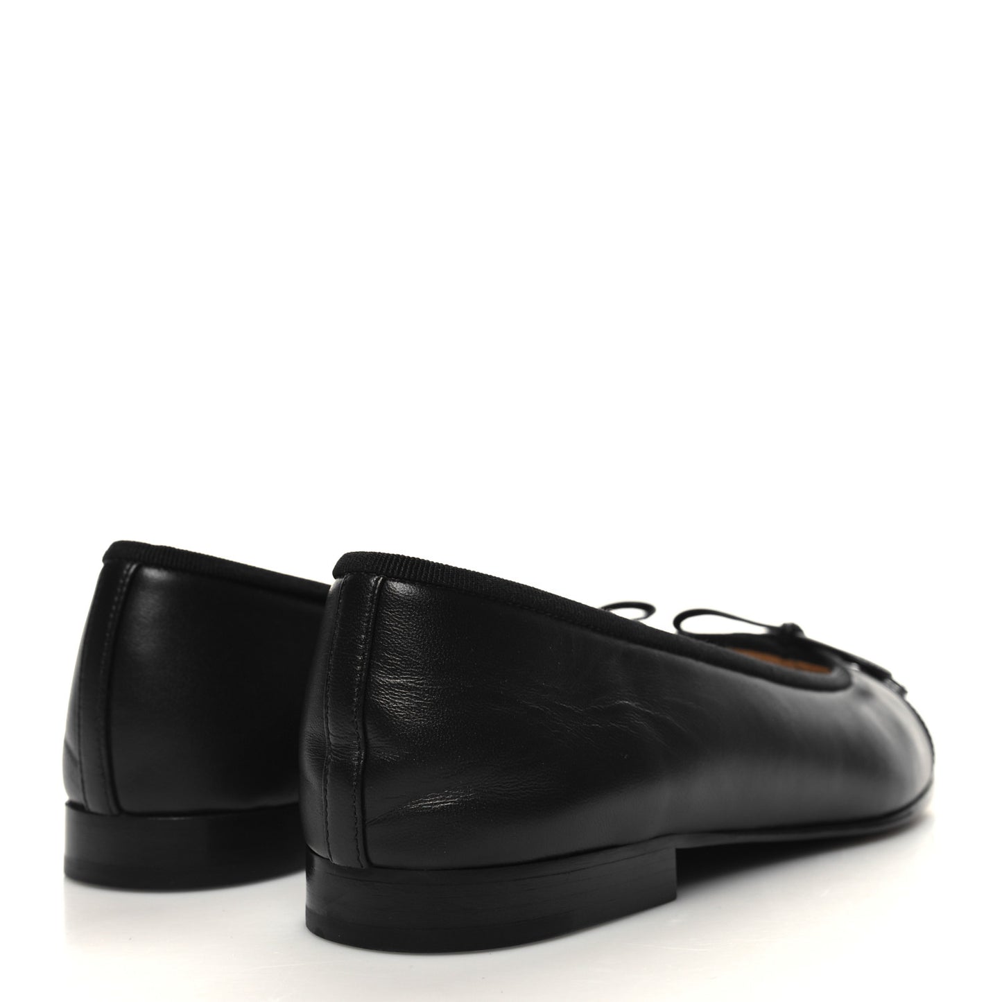 Lambskin Patent CC Cap Toe Ballerina Flats 36.5 Black