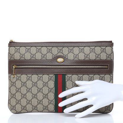 Gucci GG Supreme Monogram Large Ophidia Pouch Clutch Brown 2 of 8