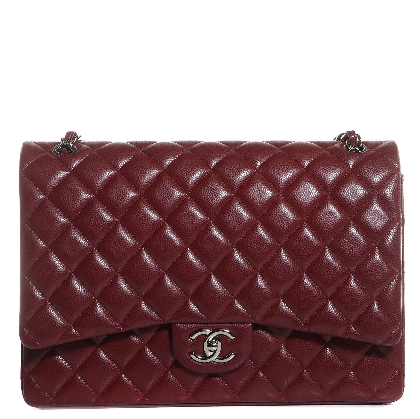 Caviar Quilted Maxi Double Flap Red