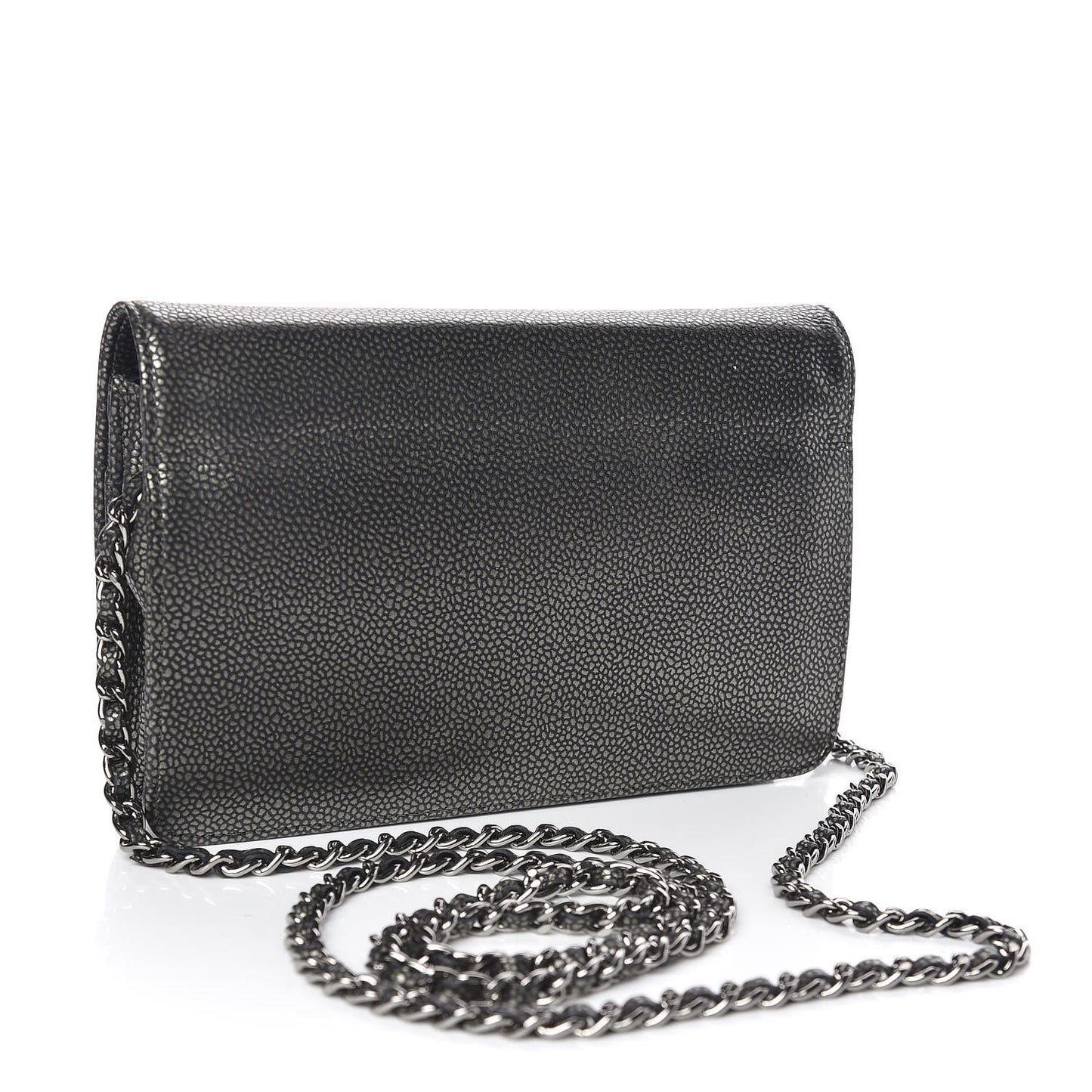 Metallic Caviar Timeless CC Wallet On Chain WOC Grey