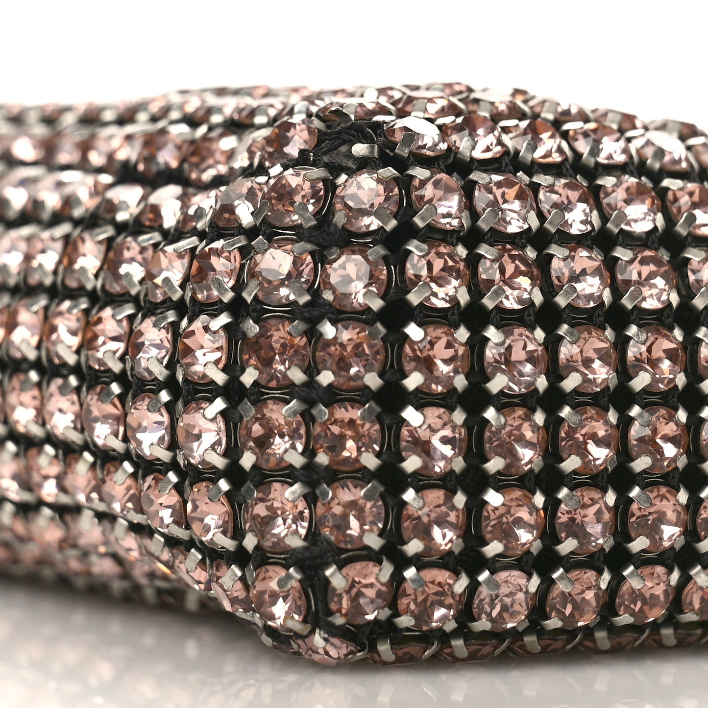 Mesh Crystal Rhinestone Mini Heiress Pouch Pink