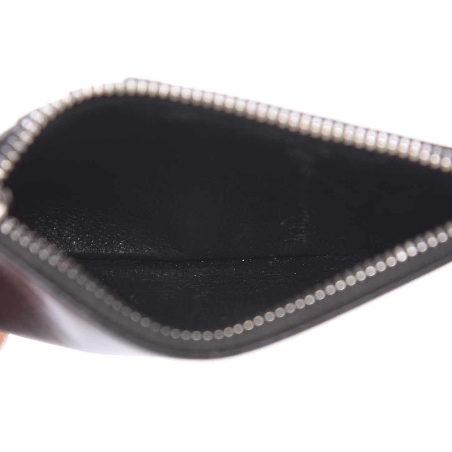 Calfskin Eclair Fragments Studded Zip Pouch Card Holder Black