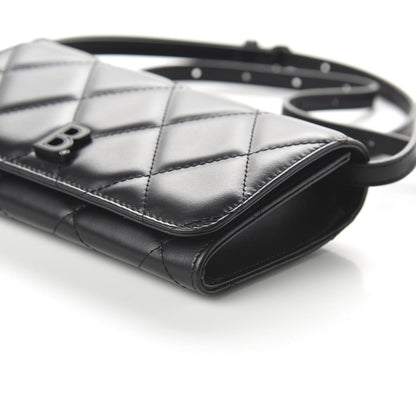 Balenciaga Nappa Calfskin Quilted Touch B Phone Holder With Strap Black 7 of 9