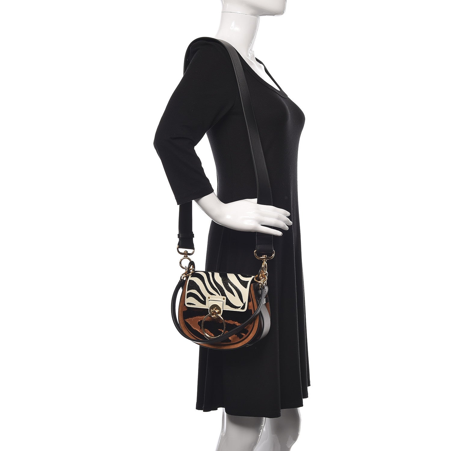 Chloe Velvet Calfskin Animal Print Small Tess Bag Caramel 2 of 10