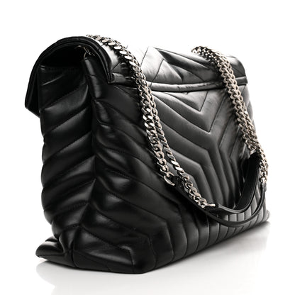 Saint Laurent Calfskin Y Quilted Monogram Large Loulou Chain Satchel Black 3 of 11