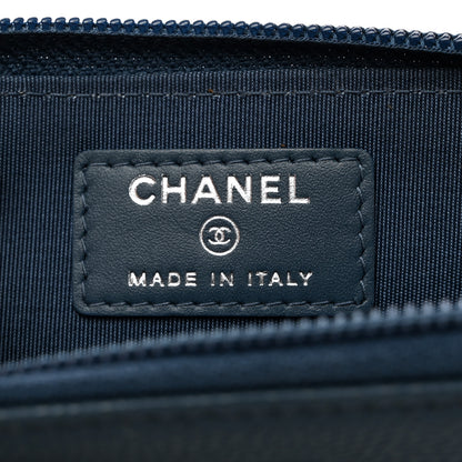 Chanel Caviar Timeless CC Coin Purse Case Blue 6 of 8