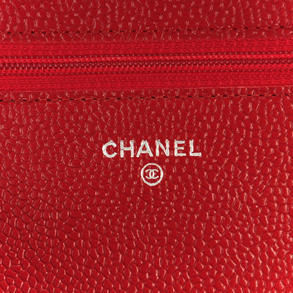 Chanel Caviar Quilted Wallet On Chain WOC Dark Red 5 of 5