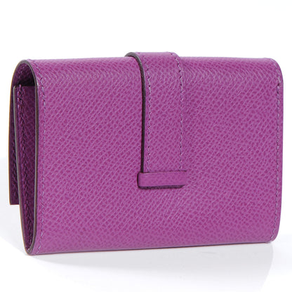 Hermes Veau Epsom Bearn Card Case Wallet Cyclamen 3 of 8