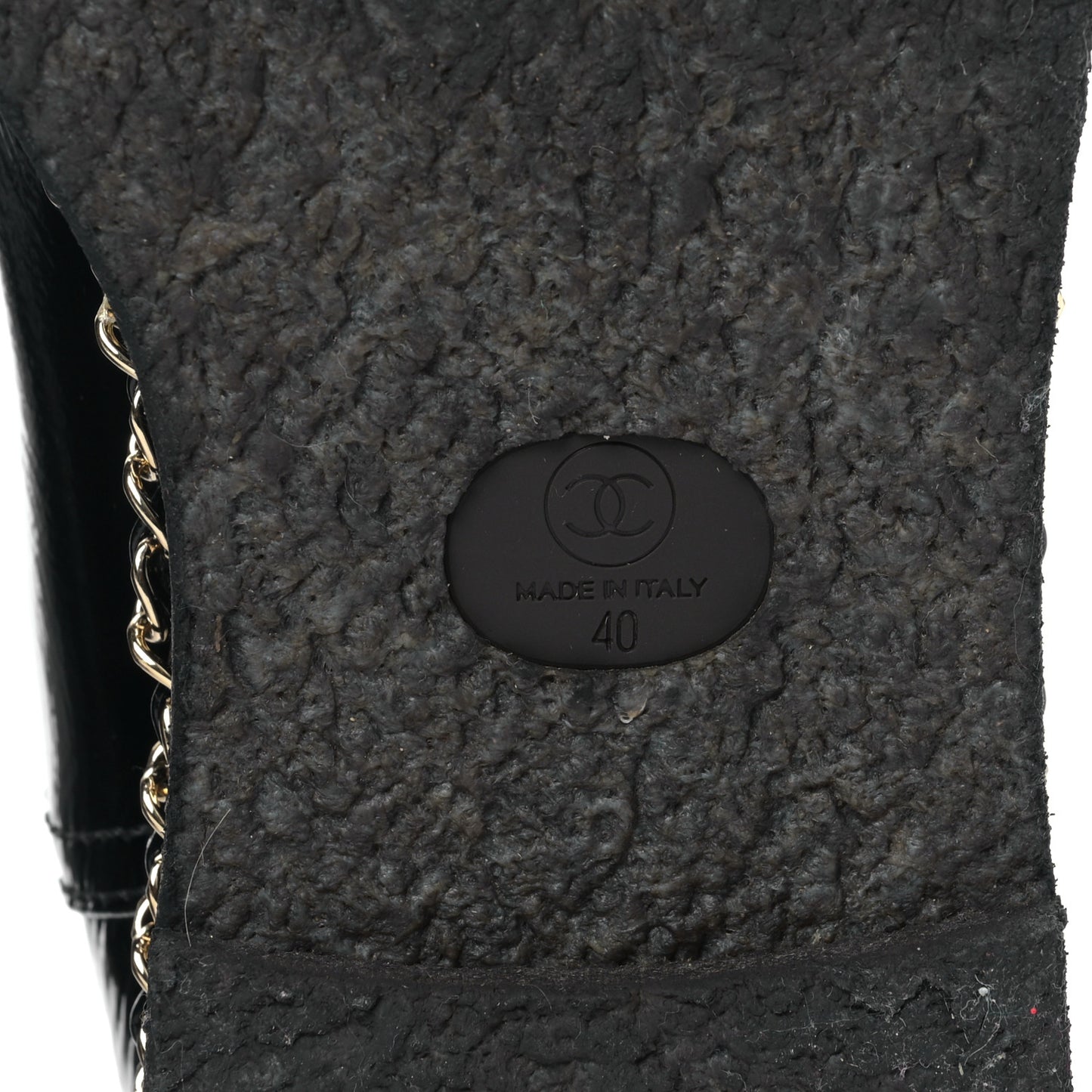 Crumpled Calfskin Shearling Womens Cap Toe Chain Short Boots 40 Black