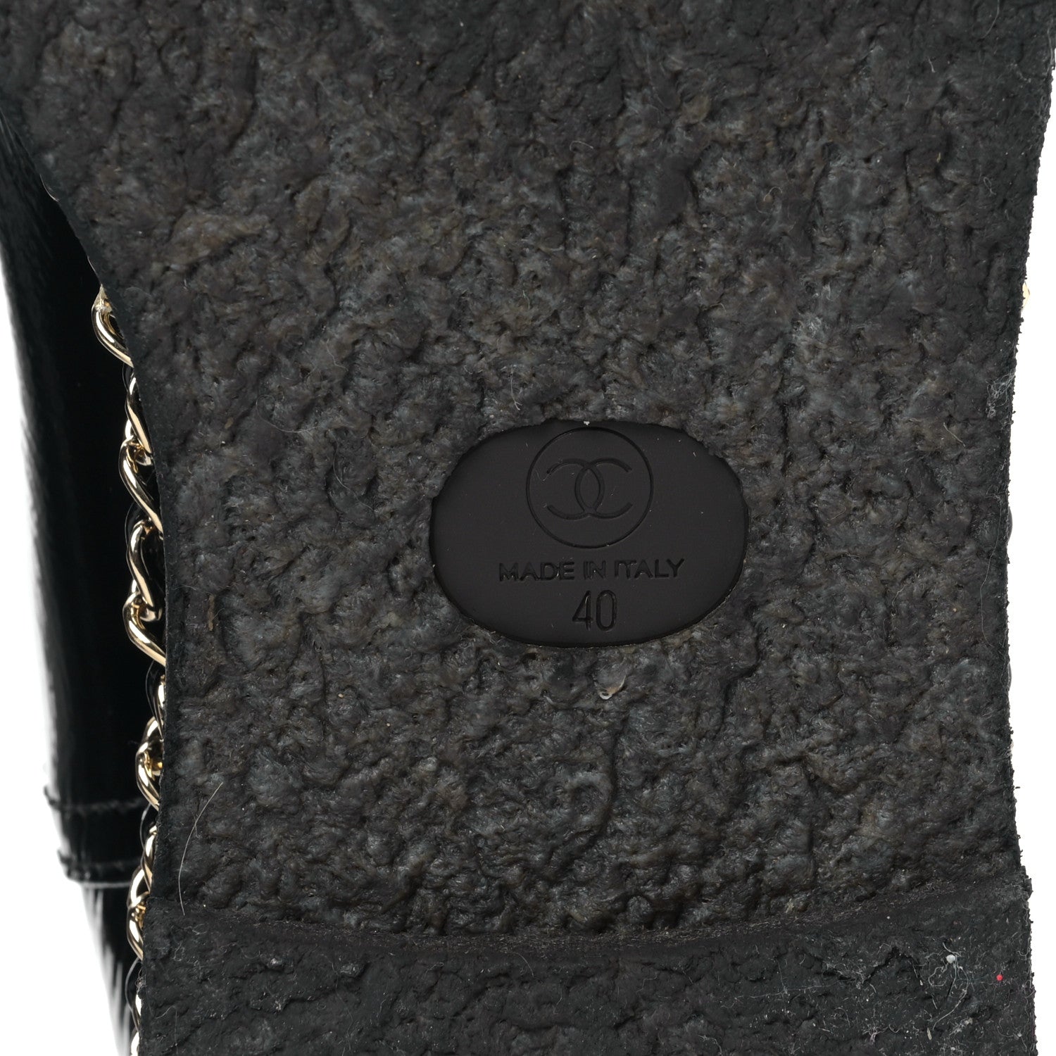 Chanel Crumpled Calfskin Shearling Womens Cap Toe Chain Short Boots 40 Black 6 of 8