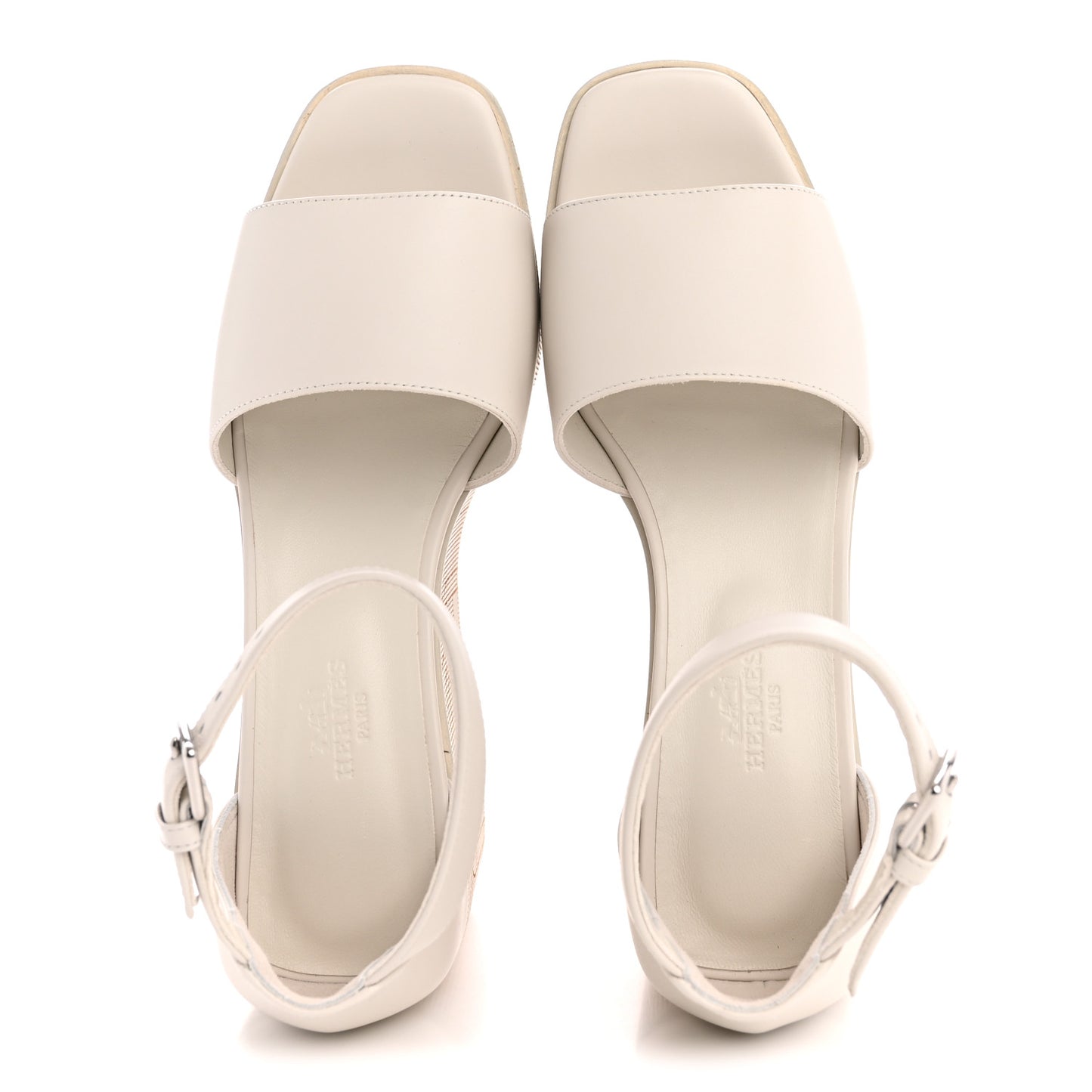Calfskin Illusion 35 Wedge Sandals 36.5 Blanc De Paris
