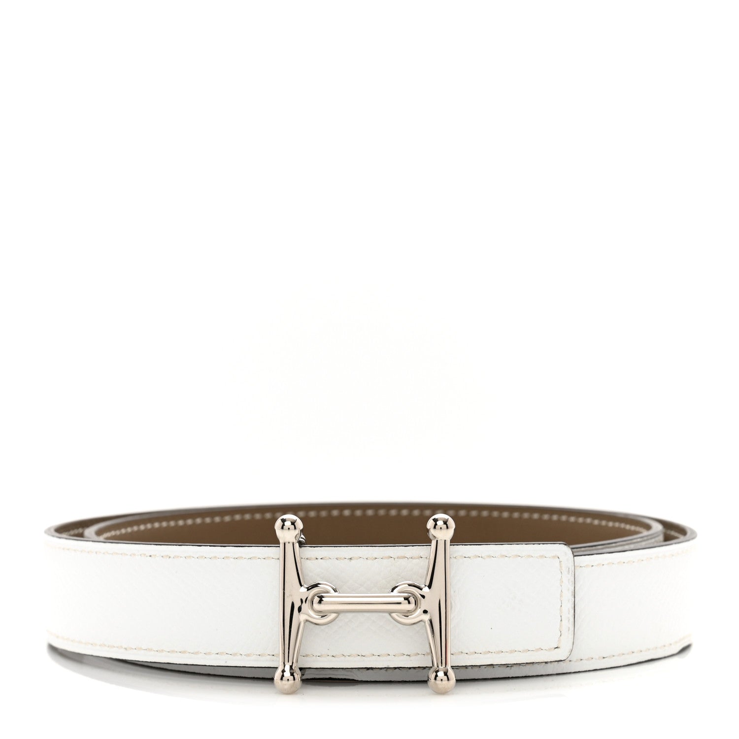 Hermes Epsom Swift 24mm Mors H Belt 75 30 White Etoupe 1 of 5