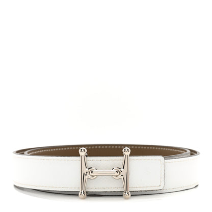 Hermes Epsom Swift 24mm Mors H Belt 75 30 White Etoupe 1 of 5