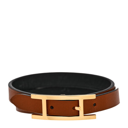Hermes Chamonix Behapi Double Tour Bracelet T2 Black Fauve 1 of 5