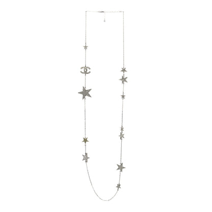 Chanel Crystal Star CC Long Necklace Silver 3 of 9