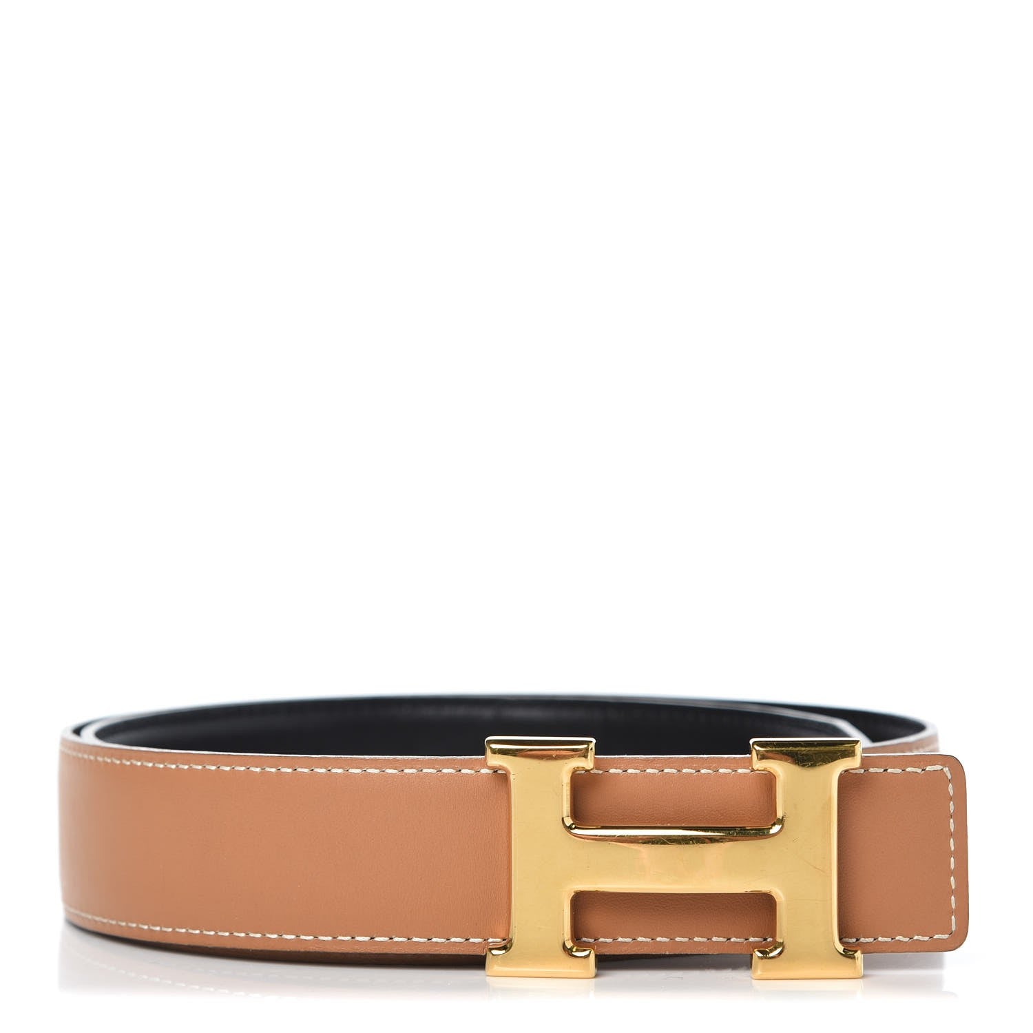 Hermes Box Chamonix 32mm H Belt 75 Black Gold 1 of 9